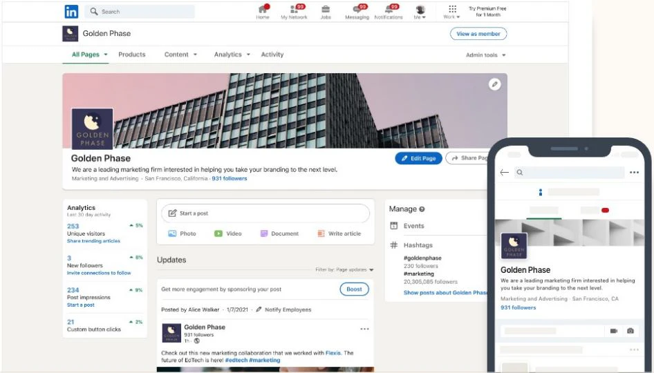 screenshot of LinkedIn for Business